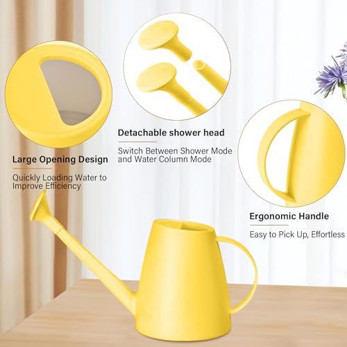 Plastic Watering Can - for Indoor and Outdoor House Plant Garden - with Long Spout - 1/2 Gallon - Yellow - color: Yellow
