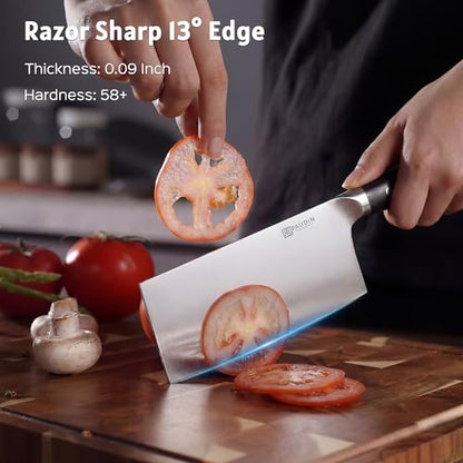 PAUDIN Cleaver Knife 7 Inch, Razor Sharp Chinese Chef Knife Dishwasher Safe, German High Carbon Steel Vegetable Cleaver with G10 Handle, Meat Slicing Slicer, Daily Meal Prep for Home and Restaurant - color: Cleaver - 7 inch