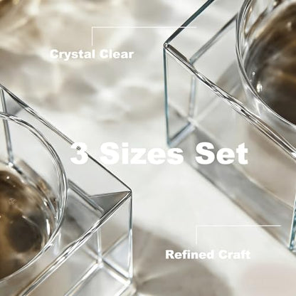 Votive Candle Holders Set of 3, Tea Lights Candle Holder for Table Centerpiece, Crystal Candle Holders for Wedding, Home, Party Decorations