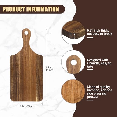 Didaey 6 Pcs Cutting Board Bulk Kitchen Thicken Chopping Platter with Handles Wooden Charcuterie Serving Trays Blank Wood Boards for Engraving Wedding Housewarming(Acacia Wood,11 x 5 Inch) - size: 11 x 5 Inch