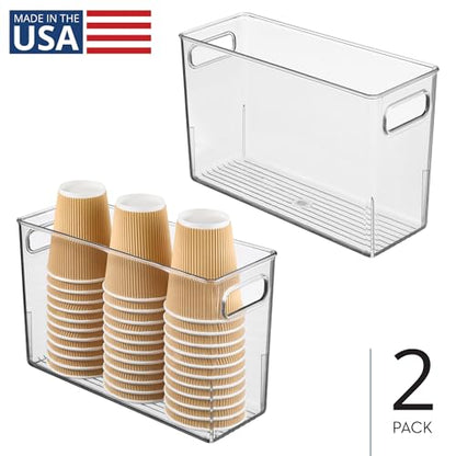 iDesign Tall Plastic Storage Bin with Handles, Set of 2, Clear | For Fridge or Freezer, Made in USA - style: Pack of 2