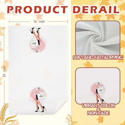 Pink & Black Bathroom Set - 4 Hand Towels, 16x24 Inches, Girly & Women's Bathroom Accessories - color: Bathroom-heel
