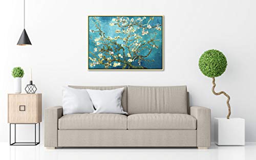 Wieco Art Framed Wall Art Almond Blossom Floral Giclee Canvas Prints of Van Gogh Famous Oil Paintings Reproduction Flowers Pictures on Canvas Wall Art for Bedroom Home Decorations - size: 28"L x 20"W