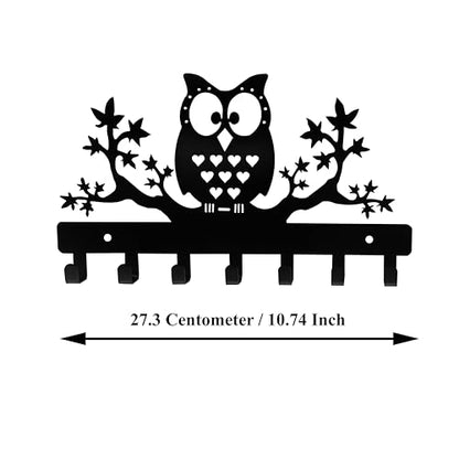 Owl Key Holder - Wall Mounted Key Hooks, 7 Sturdy Metal Hooks, Nature Themed Home Decor, 10.6 X 6.15 X 1 INCH