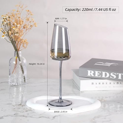 KAMMAK Crystal Red Wine Glasses Set of 2, 7.44 oz Stemmed Glasses, XH015 | Hand Blown, Bordeaux Wine Glasses, Thin Rim & Long Stem, Red & White, Daily Use, Wedding or Birthday Gift for Women - size: 8KPXH015