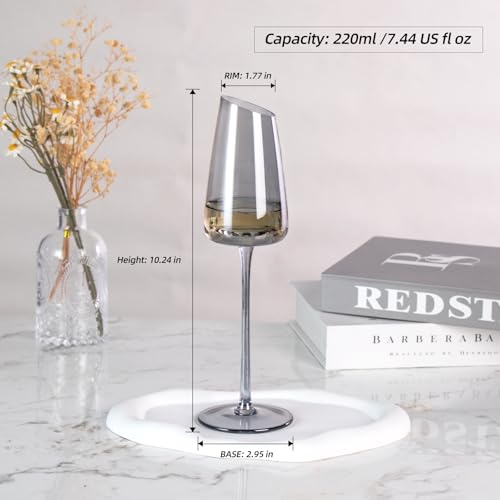 KAMMAK Crystal Red Wine Glasses Set of 2, 7.44 oz Stemmed Glasses, XH015 | Hand Blown, Bordeaux Wine Glasses, Thin Rim & Long Stem, Red & White, Daily Use, Wedding or Birthday Gift for Women - size: 8KPXH015
