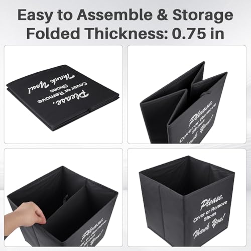 Opret Large Shoe Cover Box Black, Real Estate Agent Supplies, Disposable Shoe Cover Dispenser Box for Open House, Foldable Storage Bin - color: Black