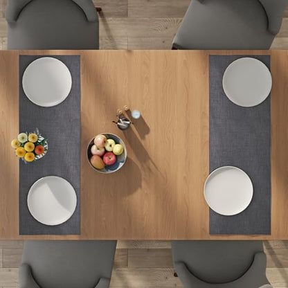 Encasa XO Table Runner 2 Seater, Soft Chenille 13"x36" | Grey, Woven Rib Texture | Machine Washable | Colorfast & Shrink Resistant | Durable Polyester Yarns - color: Grey, size: 13x36 in
