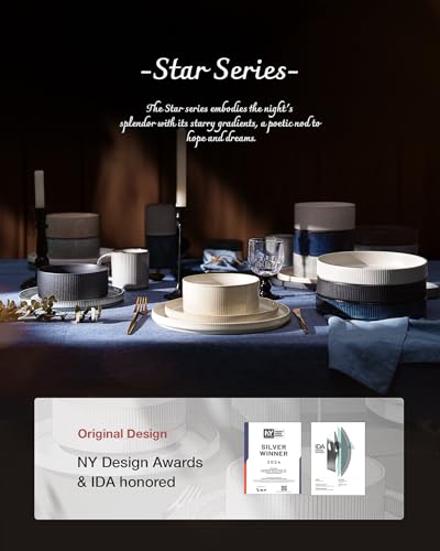 famiware Star 7.5" Pasta Bowls Set of 4, Plate Bowls, Cappuccino White | Double Reactive Glaze, Microwave & Dishwasher Safe, Lead-free and Cadmium-free, Stoneware Scratch Resistant, Kitchen Bowls - color: Cappuccino White, size: 4 Pcs