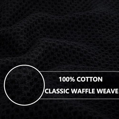 Homaxy 100% Cotton Waffle Weave Kitchen Dish Cloths 18-Pack, Black | 12 x 12 Inches, Ultra Soft Absorbent Dish Towels, Quick Drying Dish Rags with Hanging Loop - color: Black, size: 12 X 12 - 18 Pack