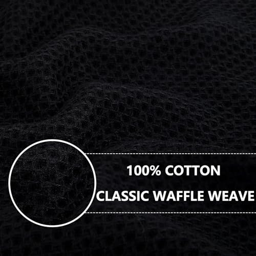 Homaxy 100% Cotton Waffle Weave Kitchen Dish Cloths 24-Pack, Black | 12 x 12 Inches, Ultra Soft Absorbent Dish Towels, Quick Drying Dish Rags with Hanging Loop - color: Black, size: 12 X 12 - 24 Pack