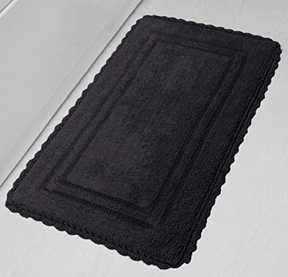 Home Weavers Casual Elegance Reversible Bathmat 100% Cotton Bathroom Rugs Set, Washable Rug, Extra Soft and Absorbent Bath Rug, Kitchen Mat, Bath Mat Set, Non Slip Mat, 24"x40" Rectangle, Gray - color: Grey, size: 2' x 3'4" (Rectangular)