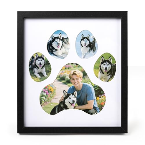 Dog Paw Print Photo Collage Frame, Holds 5 Pictures of Pets & Owners, Ideal Gift for Dog Lovers Moms & Dads, Black Pet Memorial Keepsake and Wall Décor, 10.24" x 11.4" - color: Black, size: Pack of 1