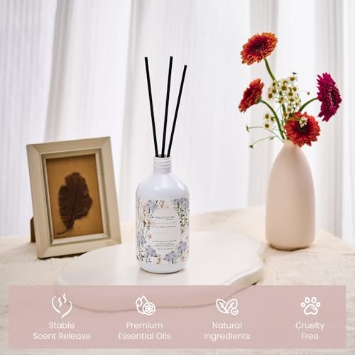 M&SENSE Reed Diffuser Set, Vanilla, 17oz Natural Essential Oil | Non-Toxic Organic, Long-Lasting Fragrance, Ideal for Living Room, Bedroom, Gifts for Women - color: Vanilla