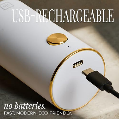 Styled Settings Rechargeable White Electric Salt and Pepper Grinder Set | Automatic Salt and Pepper Shaker Set with USB-C Port, LED Light, Adjustable Coarseness, One Touch Control, Stainless Steel - color: White