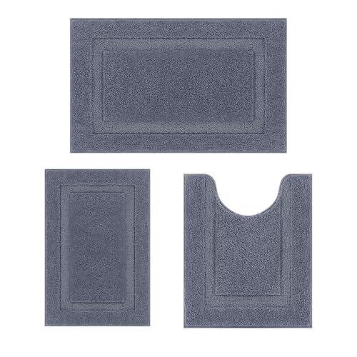 SHACOS Dark Grey Bathroom Rugs Sets 3 Piece Bath Mat U Shaped Toilet Rug | 20x32+ 16x24+ 20x24, Soft Fluffy Microfiber Bath Rugs Set, Non Slip Washable Absorbent Bathroom Floor Mats Carpet Shower Rug - color: Dark Grey, size: 16"x24"+ 20"x32"+U Shape 20"x
