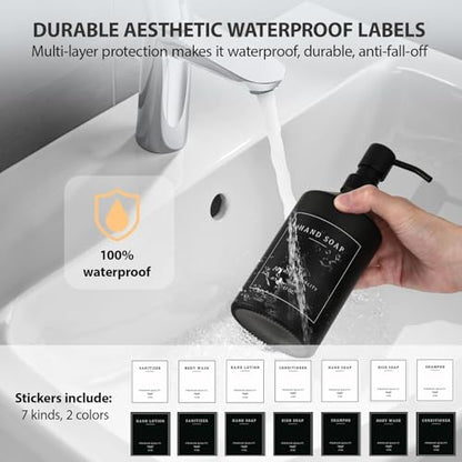 Matte Black Soap Dispenser Set, 17 OZ Hand and Dish Soap Dispenser Set, Bathroom Refillable Soap and Lotion Dispenser Set with Stainless Pump, Modern Liquid Soap Bottle Set(Black Bottle/Black Pump) - color: Black Bottle + Black Pump