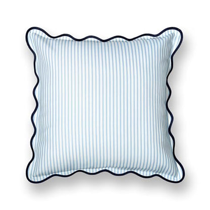 Hofdeco Premium Coastal Patio Indoor Outdoor Scalloped Throw Pillow Cover Only, 20"x20" Water Repellent for Backyard, Couch, Baby Blue Print Stripes - color: Baby Blue Stripes B 20"x20"
