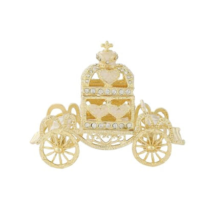 Retro Hollow out Carriage Trinket Box Small Jewelry Boxes Hand-Painted Mother's Day Gift for Women(White) - color: White