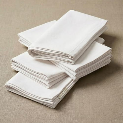 ACCENTHOME Cloth Napkins Set of 6 18x18 inch 100% Cotton Dinner Napkin Washable Hotel Quality Reusable Kitchen & Table Linen for Fall Thanksgiving Family Dinners Weddings & Everyday Use - White | 100% Pure Cotton Napkins, Economy Pack, Multi Purpose Use,