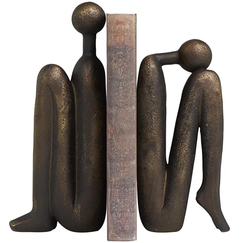 Deco 79 Polystone People Decorative Bookends Non Skid Bookends, Set of 2 Office Bookends4 W, 9" H, Bronze - color: Bronze, size: 4"W, 9"H