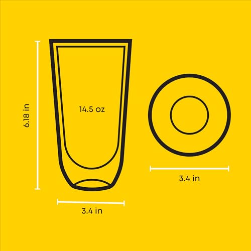 JoyJolt Spike Double Wall Glasses, Cocktail Beer Drinkware Glass Set of 2 - double walled glass 13.5 Ounces