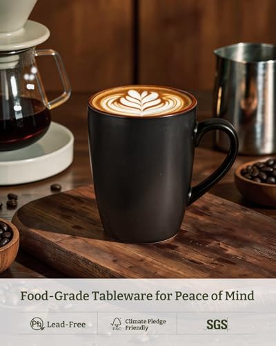 famiware Venus Coffee Mugs Set of 4, 13 oz Ceramic Stoneware Mug Cup Set | Coffee Mug with Handle for Tea, Latte, Cappuccino, Cocoa, Milk, Microwave and Dishwasher Safe, Matte Black - color: Matte Black, size: 4pcs