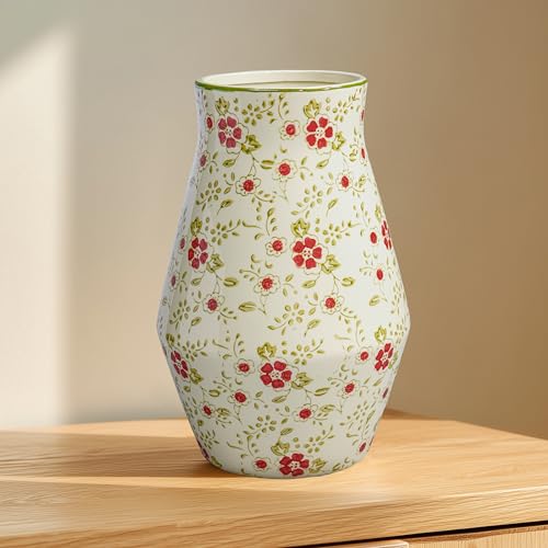 Green Chinoiserie Ceramic Vase, 11 Inch Tall | Vintage Floral Flower Vase for Centerpieces, Living Room, Entryway, Table and Kitchen Decor - color: Green, size: 11 inch
