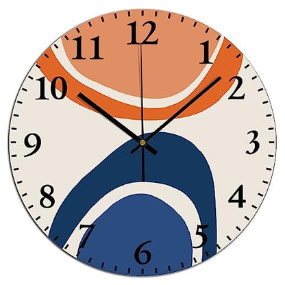Abstract Geometry Wall Clock 10x10 Inch Farmhouse PVC Wall Clocks Battery Operated Silent Modern Wall Hanging Round PVC Clock for Kitchen Classroom Office - color: Style-8, size: 10x10in（black）