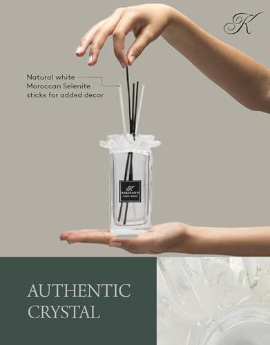 KALIFANO Luxury Quartz Crystal Diffuser Bottle with Selenite Reeds - Gemstone Fragrance/Aroma Vaporizer with Healing Effects (Essential Oils Not Included) - color: Quartz