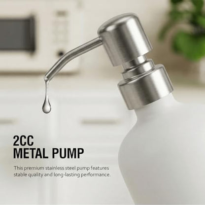 MOMEEMO Refillable Shampoo and Conditioner Bottles with Tray, White | Shower Shampoo Dispenser for Shower, Body Wash Dispenser for Shower, Shampoo Conditioner Dispenser with Stainless Steel Pumps - color: White Silver