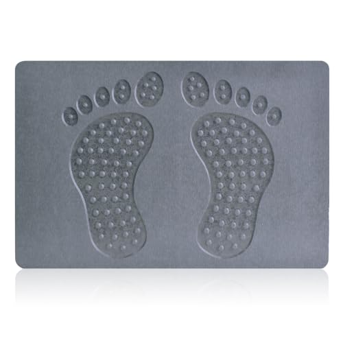 Stone Bath Mat - Diatomite Quick Non Slip Absorbent Shower Mat 23.6"×15.4" | Super Absorbent Diatomaceous Earth Mat for Bathroom, Non-Slip, Quick-Drying, Easy to Clean, Foot Massage Bumps, Gray