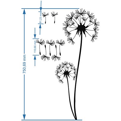 DEKADRON Metal Wall Art, Pusteblume with Flying Seeds, Metal Nature Decor, Patel with Dandelion Wall Hanging, Home Living Room Wall Art (12'' W X 29'' H 31x75cm) - size: 29"L x 12"W