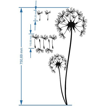 DEKADRON Metal Wall Art, Pusteblume with Flying Seeds, Metal Nature Decor, Patel with Dandelion Wall Hanging, Home Living Room Wall Art (12'' W X 29'' H 31x75cm) - size: 29"L x 12"W