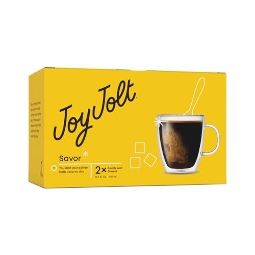 JoyJolt Savor Double Wall Insulated Glasses - Coffee Mugs (Set of 2) - 13.5-Ounces - style: Coffee Cups