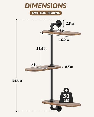 GENTINGBRO Window Plant Shelves 3-Tier Rotating Plant Stand Industrial Window Plant Shelf Wood - color: Black, size: Large
