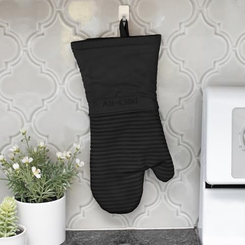 All-Clad Premium Silicone Oven Mitt and Pot Holder Set for Kitchen and Barbeque, Black - color: Black, size: Multi-Set