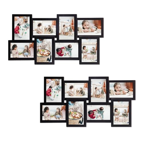 J.M.Deco 2 Pack - 4x6 picture frame Collage for Wall Decor, 8 Opening Collage Photo Frames Wall Hanging, One-piece, Black - color: Black * Rectangle