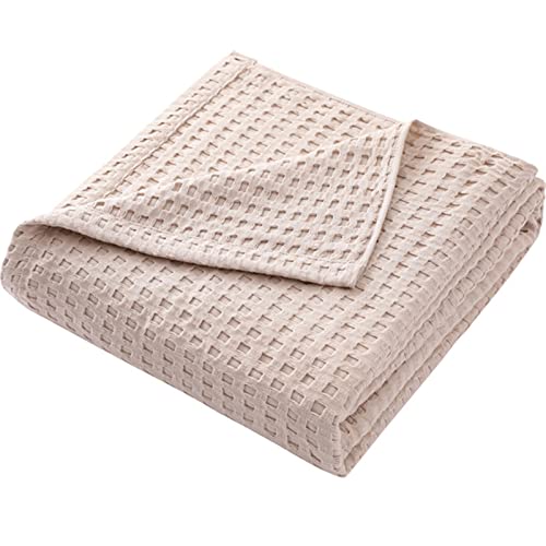 Waffle Plaid Cotton Bed Blanket Throw Thin Quilt Knitted Bedspread Home Hotel Coverlets Blankets - color: D, size: 150x200cm