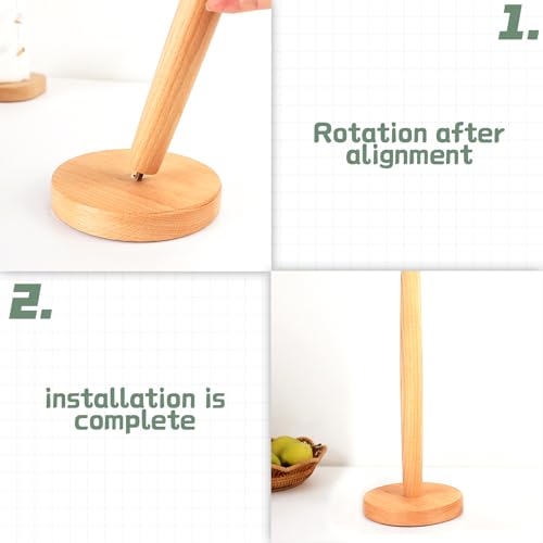 Wooden Paper Towel Holder, Round Bottom | Wooden Towel Holder Countertop, Farmhouse Paper Towel Holder for Kitchen Countertop & Dining Table