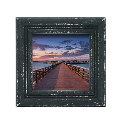 4x4 Picture Frame Made of Solid Wood High Definition Glass Rustic Antique Designs Small Photo Frame for Tabletop Display and Wall Mounting, Distress Black - color: Distress Black B, size: 4" X 4"