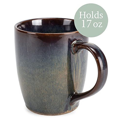 Elanze Designs Reactive Glaze 17 ounce Ceramic Curved Body Mugs Set of 4, Cascade Brown - color: Cascade Brown