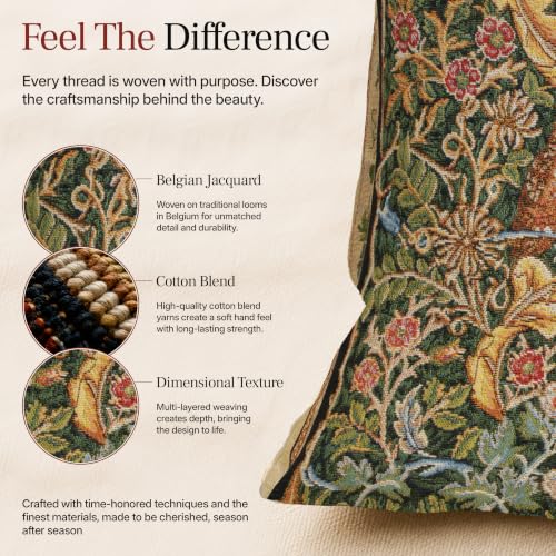 William Morris Owl and Pigeon Tapestry Throw Pillow Cover 18 x 18 in - color: Black Owl