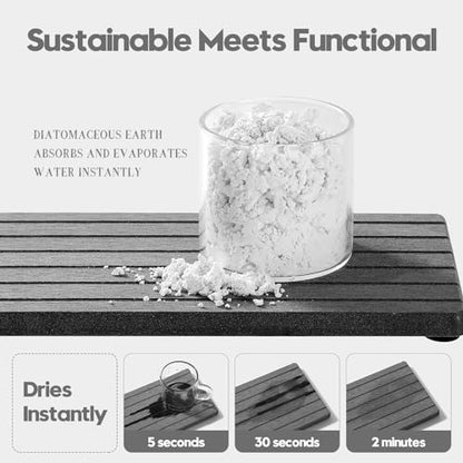 2PCS Diatomite Water Absorbing Stone Drying Tray Mat for Bathroom & Kitchen Counter, Instant Dry Drink Bar Coaster, Vanity Sink Caddy Organizer, Dish Soap Sponge Holder, Dark Gray, 8"x3.8" - color: 2pcs - 8"x 3.8" - Dark Gray