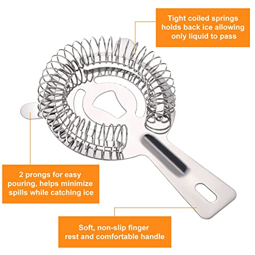 16 Pcs Bar Bartender Strainer Stainless Cocktail Strainers | 5.5 Inch Steel Silver Shaker Ice Bar Shelf for Hawthorne Bartenders Mixologists Drinking Water Filtering