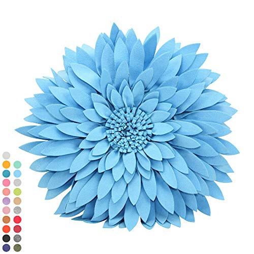 Contempo Lifestyles 3D Daisy & Sunflower Throw Pillow - Solid Light Blue Flower-Shaped Couch & Bed Pillow - Gift for Her - color: Solid Aqua