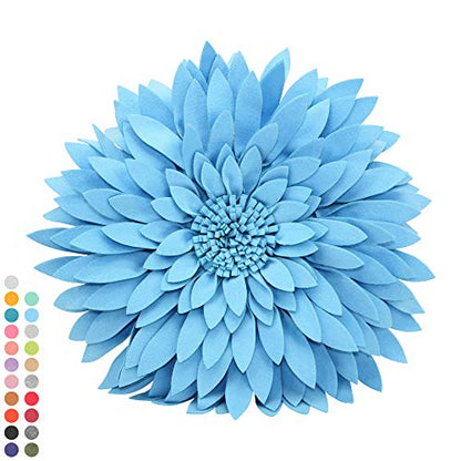 Contempo Lifestyles 3D Daisy & Sunflower Throw Pillow - Solid Light Blue Flower-Shaped Couch & Bed Pillow - Gift for Her - color: Solid Aqua