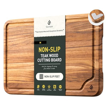 Teak Cutting Boards for Kitchen 13'' Teak Wood Wooden Charcuterie Board | Charcuterie Board, Serving, Heavy Duty, Sink Board, Non Slip, Wooden Chopping Board, Small Wooden Chopping Board - style: 13 IN