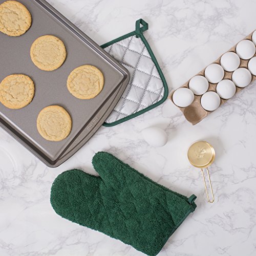 DII Basic Terry Collection 100% Cotton Quilted, Oven Mitt, Dark Green, 2 Piece - color: Dark Green, size: Oven Mitt