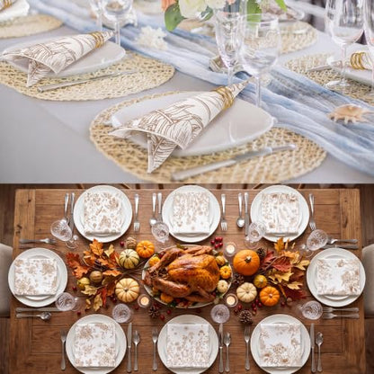 Kochorie 12 Pieces Fall Floral Cloth Napkins, 18 x 18 Inch Brown Reusable Soft Fabric Napkins, Autumn Table Dinner Napkin for Fall Thanksgiving Tea Party Holiday Home Kitchen Wedding Restaurant - color: Brown